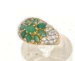 Zonder Minimumprijs - Ring 925 zilver - verguld - smaragd -, Sieraden, Tassen en Uiterlijk, Ringen, Nieuw