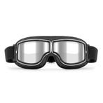 CRG zwart leren cruiser motorbril Glaskleur: Zilver reflecti, Nieuw met kaartje