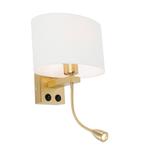 Wandlamp messing met ovale linnen kap wit 25cm - Brescia, Nieuw, Overige materialen, Modern