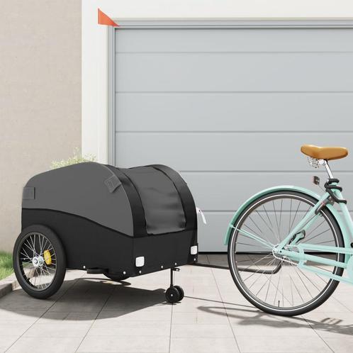 vidaXL Fietstrailer 45 kg ijzer zwart, Fietsen en Brommers, Fietsaccessoires | Aanhangers en Karren, Nieuw, Verzenden