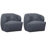 Set van 2 Leren draaifauteuils Cloud - Kenia Denim (blauw), Huis en Inrichting, Fauteuils, Nieuw, Ophalen of Verzenden, 50 tot 75 cm
