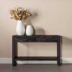 Mangohout Sidetable Britt 120 Zwart, Verzenden, Nieuw, Industriële meubels, 25 tot 50 cm