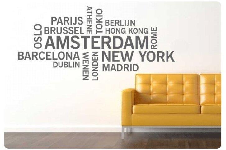 Wereldsteden muurstickers voor thuis of kantoor, Huis en Inrichting, Woonaccessoires | Overige, Nieuw, Ophalen of Verzenden