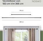 2dekans | Noswo Gordijnroede - Uitschuifbaar - 183 tot 366, Ophalen of Verzenden, Zo goed als nieuw, Zwart