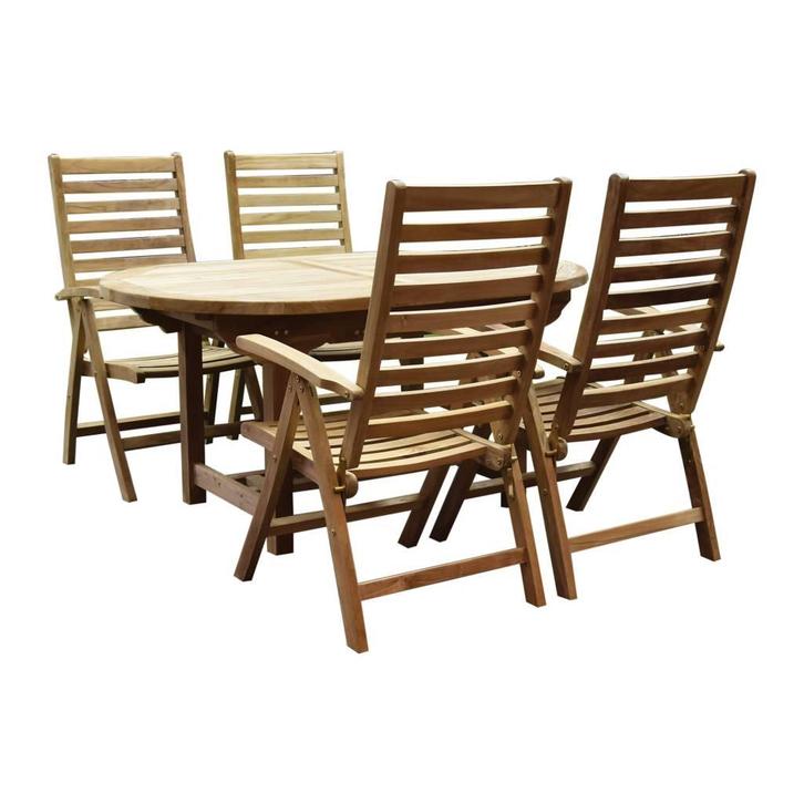 Arona Ovaal uitschuifbare dining tuinset 160-210x90xH76 cm, Tuin en Terras, Tuinsets en Loungesets, Nieuw, Teakhout, Ophalen of Verzenden