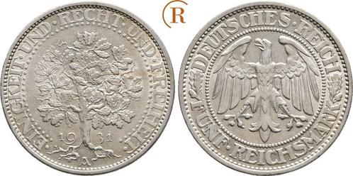 5 Reichsmark Eichbaum 1931 A Weimarer Republik:, Postzegels en Munten, Munten | Europa | Niet-Euromunten, Verzenden