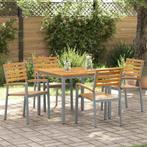 vidaXL Tuinstoel 4 pcs Bruin 56 x 57 x 87cm Massief, Tuin en Terras, Verzenden, Nieuw