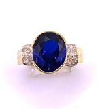 Zonder Minimumprijs - Ring - 9 kt. Geel goud, Zilver Saffier, Nieuw