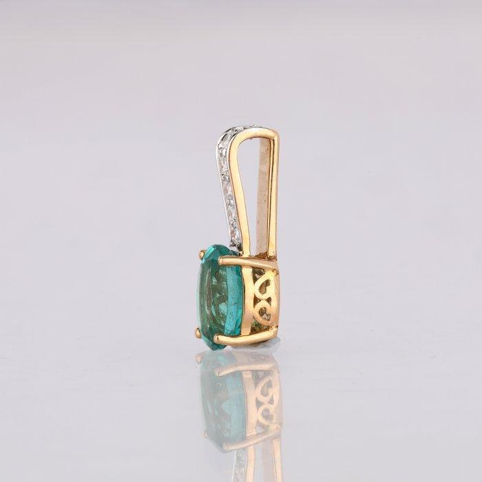 Hanger - 14 karaat Geel goud - 0.80ct. tw. Smaragd - Diamant, Sieraden, Tassen en Uiterlijk, Antieke sieraden