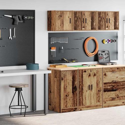 vidaXL Garagekasten 2 st bewerkt hout oud hout, Huis en Inrichting, Kasten | Stellingkasten, Nieuw, Verzenden