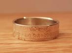 Handgemaakte ring uit zilveren Wilhelmina gulden uit 1924