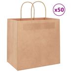 vidaXL Papieren zakken 50 st met hengsels 26x17x25 cm bruin, Diversen, Cadeauverpakkingen, Verzenden, Nieuw