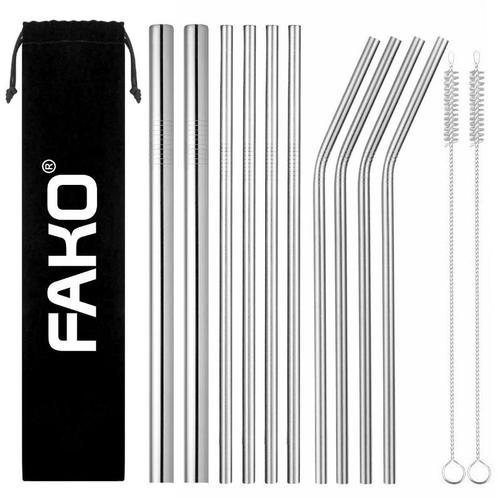 Fako Bijoux® - RVS Rietjes Set -  10 Herbruikbare Rietjes -, Huis en Inrichting, Keuken | Bestek, Verzenden