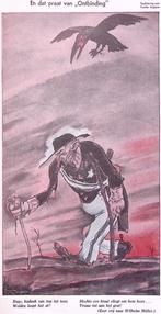 Beerenbrouck loopt door een verwoest landschap op spotprent, Antiek en Kunst, Verzenden