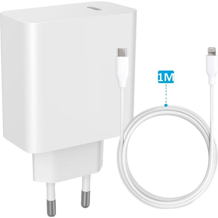 45W USB-C Adapter + USB-C naar Lightning Oplader Kabel voor, Telecommunicatie, Mobiele telefoons | Telefoon-opladers, Ophalen of Verzenden