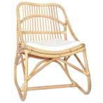 vidaXL Stoel rattan en linnen, Huis en Inrichting, Fauteuils, Verzenden, Nieuw