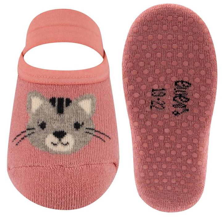 Antislipslofjes Ewers Oudroze met Grijs Poesje - Elastische, Kinderen en Baby's, Kinderkleding | Schoenen en Sokken, Meisje, Nieuw
