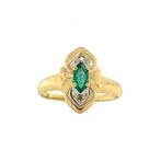 Gouden ring met smaragd en diamant 18 krt, Sieraden, Tassen en Uiterlijk, Ringen, Nieuw, Ophalen of Verzenden