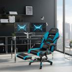 Racing bureaustoel Comodo met voetsteun - zwart/azuur, Verzenden, Nieuw