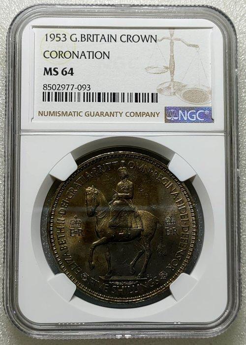 Verenigd Koninkrijk. Elizabeth II. 5 Shillings 1953 NGC MS64, Postzegels en Munten, Munten | Europa | Niet-Euromunten