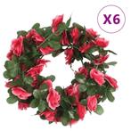 vidaXL Kerstslingers met bloemen 6 st 250 cm lente rozerood, Verzenden, Nieuw
