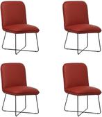 Set van 4 Rode leren industriële design eetkamerstoelen - To, Nieuw, Vier, Modern, Leer