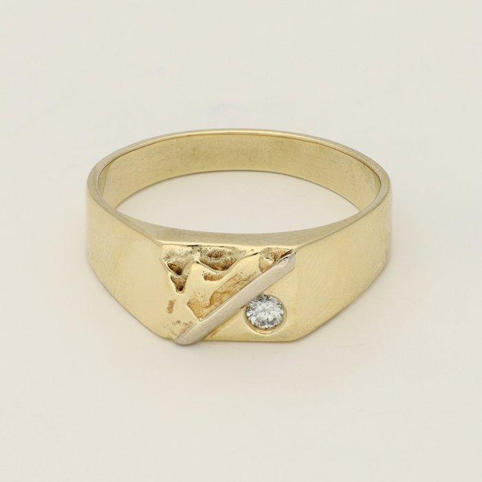 Ring - 14 karaat Geel goud - 0.05ct. tw. Diamant, Sieraden, Tassen en Uiterlijk, Ringen