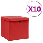 vidaXL Opbergboxen met deksel 10 st 28x28x28 cm rood, Huis en Inrichting, Verzenden, Nieuw