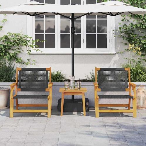 vidaXL Tuinstoelen met Tafel 3 pcs Zwart 45 x 45 x 40 cm, Tuin en Terras, Tuinstoelen, Nieuw, Verzenden