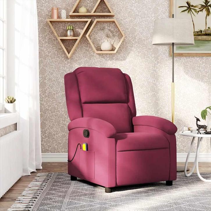 vidaXL Massagestoel verstelbaar fluweel wijnrood, Huis en Inrichting, Fauteuils, Nieuw, Verzenden