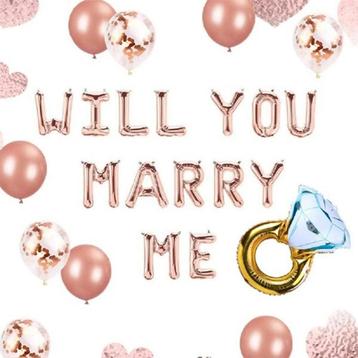 25-delige ballonnen set Will You Marry Me rosé goud