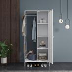 Kledingkast Puumala metaal 180x80x45 cm wit [en.casa], Huis en Inrichting, Kasten | Kledingkasten, Verzenden, Nieuw