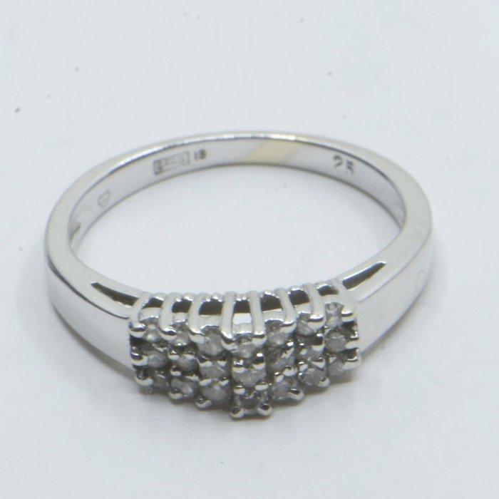 Ring - 18 karaat Witgoud - 0.21ct. tw. Diamant (Natuurlijk), Sieraden, Tassen en Uiterlijk, Ringen