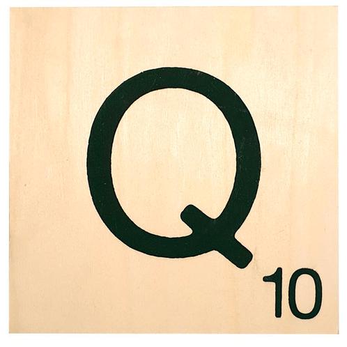 Houten Bordje 10x10x0.5cm - Q - Zwarte Letter/Woordwaarde -, Huis en Inrichting, Woonaccessoires | Wanddecoraties, Nieuw, Ophalen of Verzenden