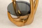 Side table LEVELS 50cm frame goud tempered glass top zwart -, Huis en Inrichting, Tafels | Sidetables, Ophalen of Verzenden, Nieuw
