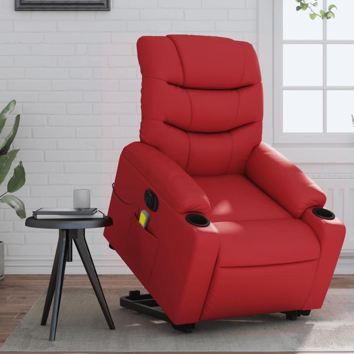 vidaXL Sta-op-massagestoel elektrisch kunstleer rood, Huis en Inrichting, Fauteuils, Nieuw, Verzenden