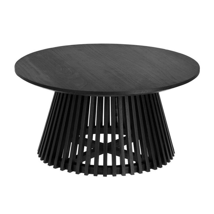 *WOONWINKEL* Kave Home Jeanette Zwarte Salontafel Rond Teakh, Huis en Inrichting, Tafels | Salontafels, Nieuw, Verzenden