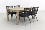 Jasmine black/Rome grey 170 cm. tuinset - 5-delig, Tuin en Terras, Tuinsets en Loungesets, Verzenden, Nieuw, Hout, Tuinset