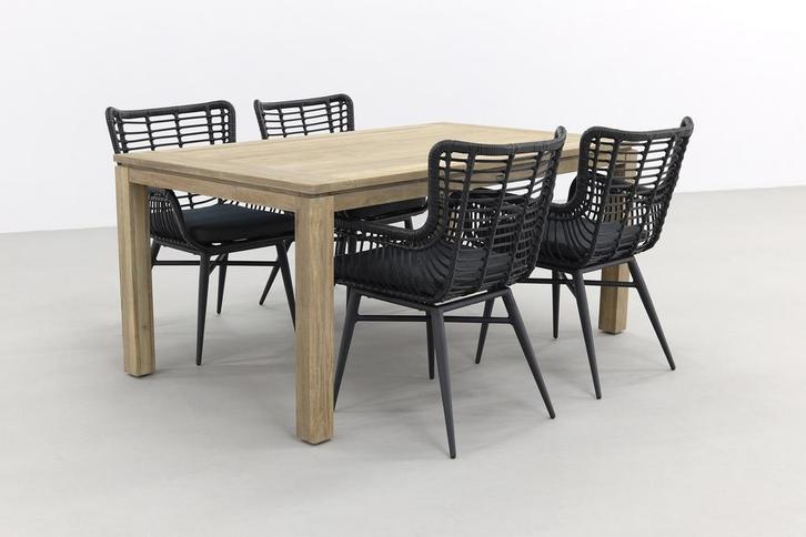 Jasmine black/Rome grey 170 cm. tuinset - 5-delig, Tuin en Terras, Tuinsets en Loungesets, Tuinset, Nieuw, Hout, Verzenden
