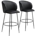 Barkruk Luana, met rugleuning, fluweellook - zwart/zwart, Se, Huis en Inrichting, Barkrukken, Verzenden, Nieuw