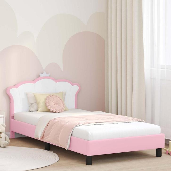 vidaXL Bedframe voor kinderen met hoofdbord Roze 90 x 190 cm, Huis en Inrichting, Slaapkamer | Bedden, Nieuw, Verzenden