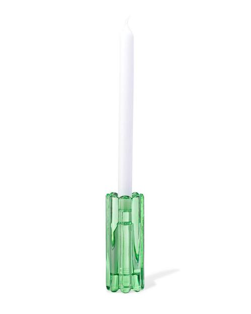 HEMA Kandelaar M glas ribbel groen van €8.19 voor €6 sale, Hobby en Vrije tijd, Theezakjes, Verzenden