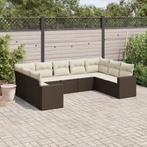 vidaXL 9-delige Loungeset met kussens poly rattan bruin, Tuin en Terras, Verzenden, Nieuw, Rotan, Loungeset