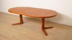 Vintage ronde eettafel | Teak | Uitschuifbaar | 104 cm - 202, Huis en Inrichting, Ophalen of Verzenden, Nieuw