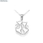 Zilveren twee poezen ketting, Verzenden, Nieuw, Zilver