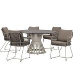 Taranto Pasadena dining tuinset 140xH75 cm 6 delig  sand, Tuin en Terras, Ophalen of Verzenden, Nieuw