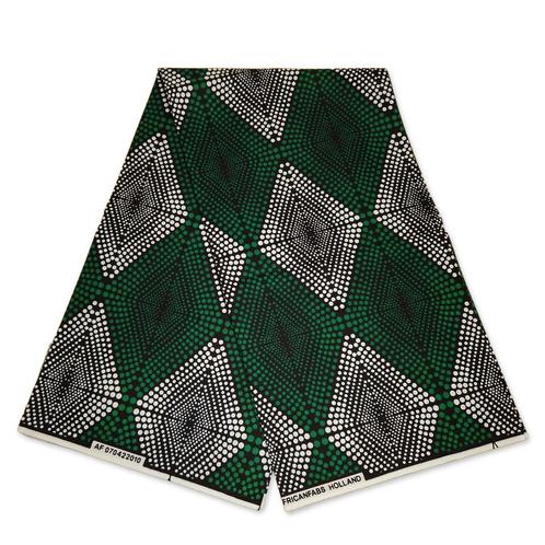 Afrikaanse print stof - Groene diamonds - 100% katoen, Hobby en Vrije tijd, Stoffen en Lappen, Nieuw, Ophalen of Verzenden