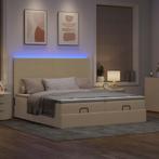 vidaXL Bedframe met matrassen 180x200cm stof crèmekleurig, Huis en Inrichting, Slaapkamer | Bedden, Eenpersoons, Verzenden, Nieuw