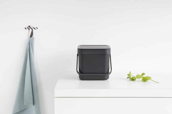 Brabantia Sort &amp; Go Prullenbak - 6 liter - Dark Grey, Huis en Inrichting, Keuken | Keukenbenodigdheden, Nieuw, Ophalen of Verzenden