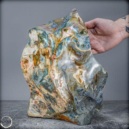 Grote Natuurlijke Zeer Artistieke Oceaan Jaspis - Agaat, Verzamelen, Mineralen en Fossielen